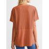 imageSHEWIN Womens Casual V Neck Waffle Knit Tops Short Sleeve T Shirts Loose BlousesB Orange