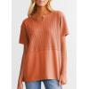imageSHEWIN Womens Casual V Neck Waffle Knit Tops Short Sleeve T Shirts Loose BlousesB Orange