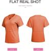 imageSHEWIN Womens Casual V Neck Waffle Knit Tops Short Sleeve T Shirts Loose BlousesB Orange