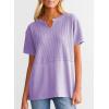 imageSHEWIN Womens Casual V Neck Waffle Knit Tops Short Sleeve T Shirts Loose BlousesB Purple