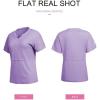 imageSHEWIN Womens Casual V Neck Waffle Knit Tops Short Sleeve T Shirts Loose BlousesB Purple