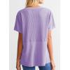 imageSHEWIN Womens Casual V Neck Waffle Knit Tops Short Sleeve T Shirts Loose BlousesB Purple