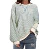 imageSHEWIN Womens Sweatshirt Striped Crew Neck Casual Long Sleeve Fall Tops for Women 2024Apricot and Light Blue Stripe