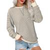 imageSHEWIN Womens Sweatshirt Striped Crew Neck Casual Long Sleeve Fall Tops for Women 2024Apricot and Light Blue Stripe