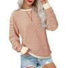 imageSHEWIN Womens Sweatshirt Striped Crew Neck Casual Long Sleeve Fall Tops for Women 2024Apricot and Red Stripe