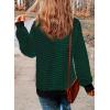 imageSHEWIN Womens Sweatshirt Striped Crew Neck Casual Long Sleeve Fall Tops for Women 2024White and Dark Green Stripe