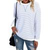 imageSHEWIN Womens Sweatshirt Striped Crew Neck Casual Long Sleeve Fall Tops for Women 2024White and Purple Stripe