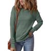 imageSHEWIN Sweaters for Women Casual Crew Neck Long Sleeve Crochet Pullover Tops SweaterMist Green