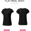 imageSHEWIN Womens Summer Tops Casual Ruffle Short Sleeve T Shirts Loose Dressy BlousesBlack