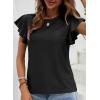 imageSHEWIN Womens Summer Tops Casual Ruffle Short Sleeve T Shirts Loose Dressy BlousesBlack