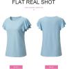imageSHEWIN Womens Summer Tops Casual Ruffle Short Sleeve T Shirts Loose Dressy BlousesBlue