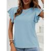 imageSHEWIN Womens Summer Tops Casual Ruffle Short Sleeve T Shirts Loose Dressy BlousesBlue