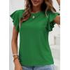 imageSHEWIN Womens Summer Tops Casual Ruffle Short Sleeve T Shirts Loose Dressy BlousesDark Green