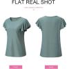 imageSHEWIN Womens Summer Tops Casual Ruffle Short Sleeve T Shirts Loose Dressy BlousesLight Green