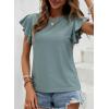 imageSHEWIN Womens Summer Tops Casual Ruffle Short Sleeve T Shirts Loose Dressy BlousesLight Green