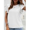imageSHEWIN Womens Summer Tops Casual Ruffle Short Sleeve T Shirts Loose Dressy BlousesWhite