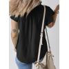 imageSHEWIN Womens Summer Tops Ruffle Short Sleeve Shirts Casual Button V Neck Loose BlousesBlack