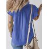 imageSHEWIN Womens Summer Tops Ruffle Short Sleeve Shirts Casual Button V Neck Loose BlousesBlue