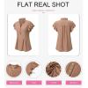 imageSHEWIN Womens Summer Tops Ruffle Short Sleeve Shirts Casual Button V Neck Loose BlousesBrown