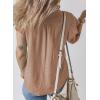 imageSHEWIN Womens Summer Tops Ruffle Short Sleeve Shirts Casual Button V Neck Loose BlousesBrown