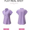imageSHEWIN Womens Summer Tops Ruffle Short Sleeve Shirts Casual Button V Neck Loose BlousesPurple