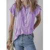 imageSHEWIN Womens Summer Tops Ruffle Short Sleeve Shirts Casual Button V Neck Loose BlousesPurple