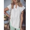imageSHEWIN Womens Summer Tops Ruffle Short Sleeve Shirts Casual Button V Neck Loose BlousesWhite
