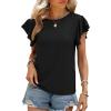 imageSHEWIN Womens Summer Tops Casual Ruffle Short Sleeve T Shirts Loose Dressy BlousesBlack