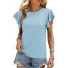 imageSHEWIN Womens Summer Tops Casual Ruffle Short Sleeve T Shirts Loose Dressy BlousesBlue