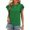 imageSHEWIN Womens Summer Tops Casual Ruffle Short Sleeve T Shirts Loose Dressy BlousesDark Green