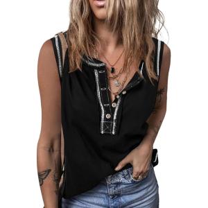 imageSHEWIN Tank Tops for Women 2025 Causal Sleeveless V Neck T Shirts Womens Summer TopsA1black