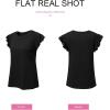 imageSHEWIN Womens Shirts 2025 Summer Crewneck Ruffle Sleeve Tops Dressy Casual BlousesBlack