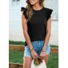 imageSHEWIN Womens Shirts 2025 Summer Crewneck Ruffle Sleeve Tops Dressy Casual BlousesBlack