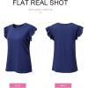 imageSHEWIN Womens Shirts 2025 Summer Crewneck Ruffle Sleeve Tops Dressy Casual BlousesDark Blue