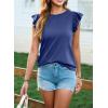 imageSHEWIN Womens Shirts 2025 Summer Crewneck Ruffle Sleeve Tops Dressy Casual BlousesDark Blue