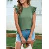 imageSHEWIN Womens Shirts 2025 Summer Crewneck Ruffle Sleeve Tops Dressy Casual BlousesGreen