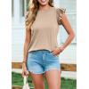 imageSHEWIN Womens Shirts 2025 Summer Crewneck Ruffle Sleeve Tops Dressy Casual BlousesKhaki