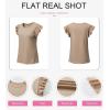 imageSHEWIN Womens Shirts 2025 Summer Crewneck Ruffle Sleeve Tops Dressy Casual BlousesKhaki
