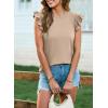 imageSHEWIN Womens Shirts 2025 Summer Crewneck Ruffle Sleeve Tops Dressy Casual BlousesKhaki