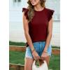 imageSHEWIN Womens Shirts 2025 Summer Crewneck Ruffle Sleeve Tops Dressy Casual BlousesRed