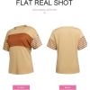 imageSHEWIN Womens Casual Short Sleeve Shirts Loose Crewneck Color Block Tshirts TopsB Brown