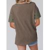 imageSHEWIN Womens Casual Short Sleeve Shirts Loose Crewneck Color Block Tshirts TopsB Coffee