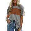 imageSHEWIN Womens Casual Short Sleeve Shirts Loose Crewneck Color Block Tshirts TopsB Grey