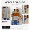 imageSHEWIN Womens Casual Short Sleeve Shirts Loose Crewneck Color Block Tshirts TopsB Grey
