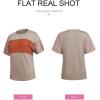 imageSHEWIN Womens Casual Short Sleeve Shirts Loose Crewneck Color Block Tshirts TopsB Khaki