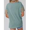 imageSHEWIN Womens Casual Short Sleeve Shirts Loose Crewneck Color Block Tshirts TopsB Light Green