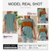 imageSHEWIN Womens Casual Short Sleeve Shirts Loose Crewneck Color Block Tshirts TopsB Light Green