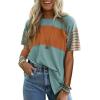 imageSHEWIN Womens Casual Short Sleeve Shirts Loose Crewneck Color Block Tshirts TopsB Light Green