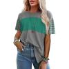 imageSHEWIN Womens Casual Short Sleeve Shirts Loose Crewneck Color Block Tshirts TopsB Light Grey