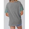 imageSHEWIN Womens Casual Short Sleeve Shirts Loose Crewneck Color Block Tshirts TopsB Light Grey